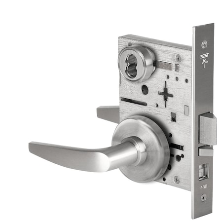 Best Grade 1 Office Mortise Lock, 16 Lever, H Rose, SFIC Housing Less Core, Satin Stainless Steel Finish,  45H7A16H630